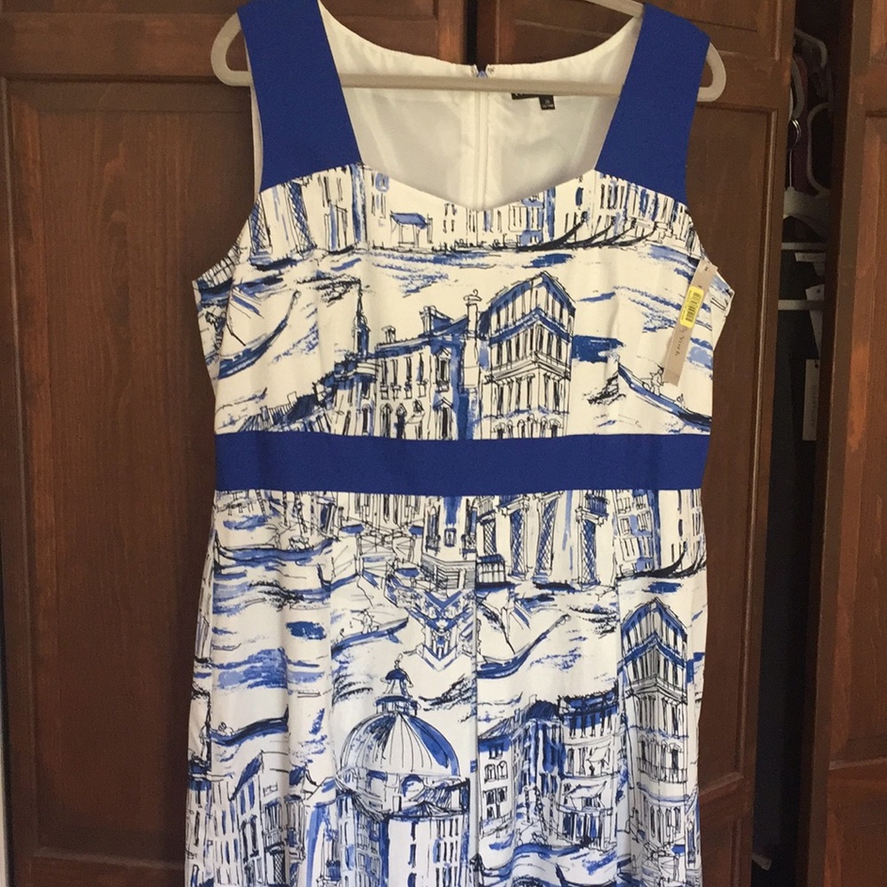 Dillard’s Preston & York ivory & blue Venice dress